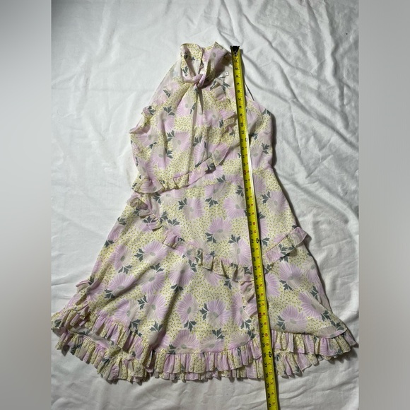 Ted Baker London Suttonn Twist Neck Frill Detail Mini Floral Dress US size 10 - Picture 5 of 9